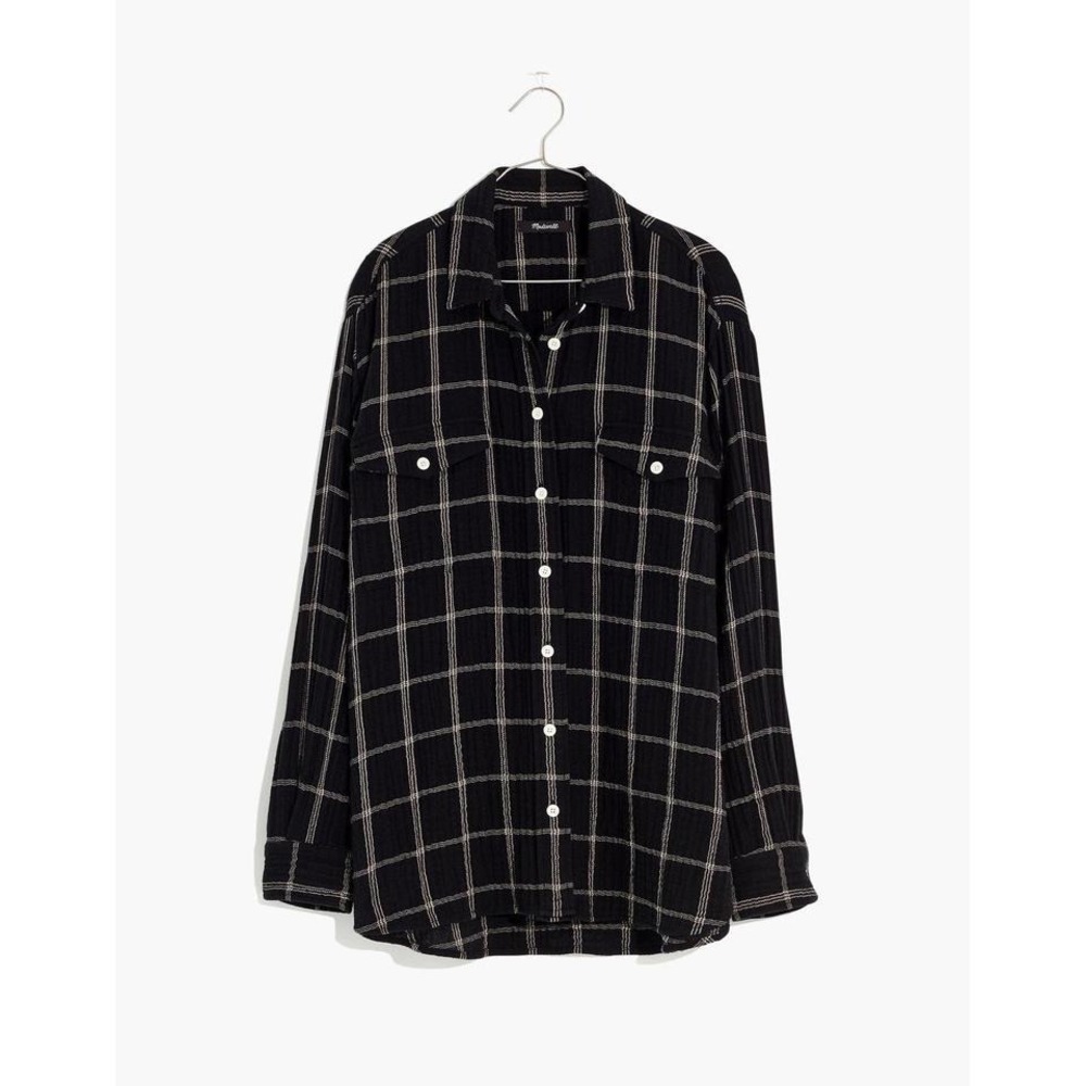 Madewell Lightspun‎ Oversized Women's Shirt Windowpane Small S Blouse Gauze